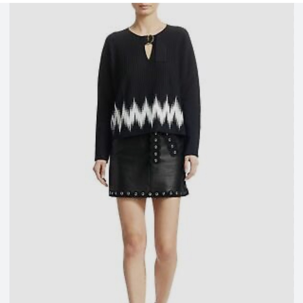 NWOT Maje black ribbed v neck long sleeve top - Picture 3 of 8